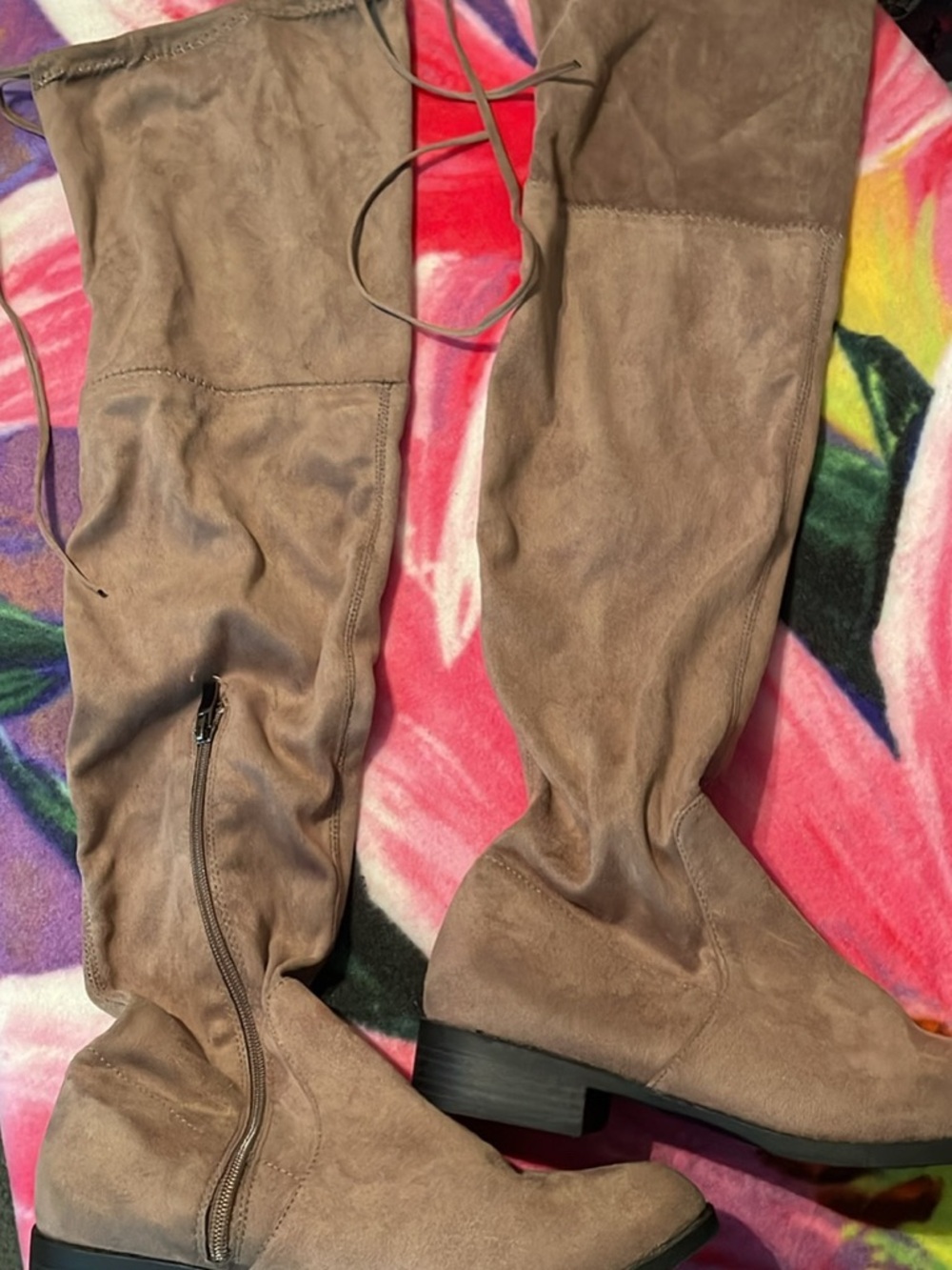 Catherine Malandrino Taupe Suede Over-the-Knee Boots